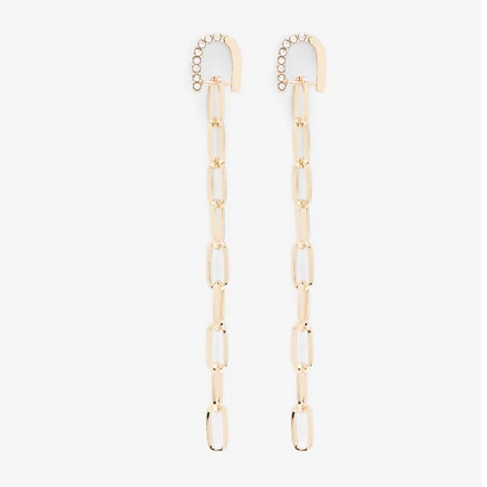 NWT! Express Embellished U Paperclip Chain Drop Earrings